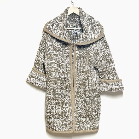 Marla Wynne Heavy Cable knit Alpaca Blend Sweater Coat Sz S - Picture 2 of 8